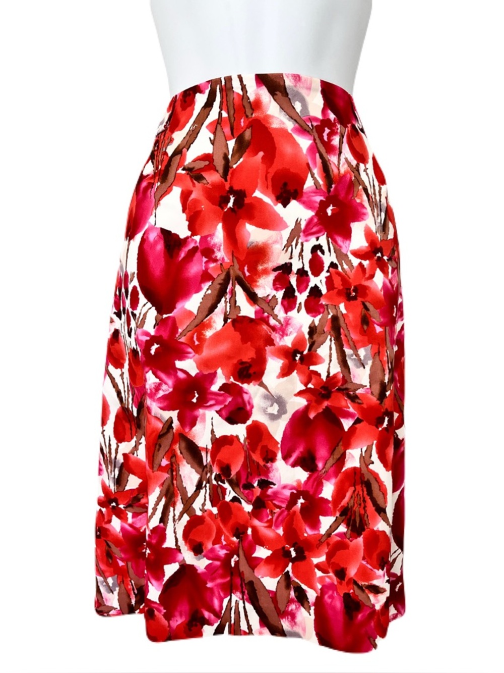 NWT Via Condotti Orange Multicolor Floral Skirt, Size 14